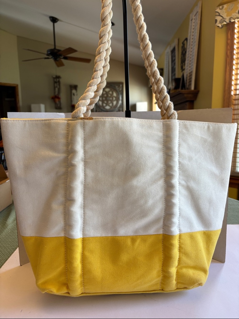 Neiman Marcus Canvas Two-Tone Tote Bag
